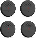 Lancoon Fensteralarm mit Vibrationssensor Schwarz 4 Packungen 125dB Lauter Schlanker Glasbruch-Einbruchmelder Einstellbarer Empfindlichkeit LED-Anzeigeleuchte für die Sicherheit im Home