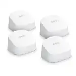 Amazon eero 6 Mesh-WLAN-Router | 500-Mbit/s-Ethernet | Bis zu 560 m² Abdeckung | Für Verbindungen mit über 75 Geräten | 4er-Set
