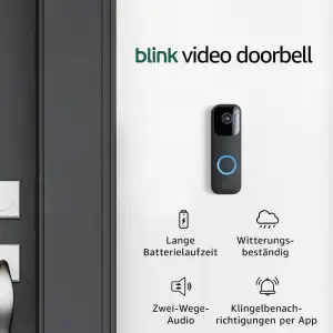 Blink Videotürklingel (Video Doorbell), lange Batterielaufzeit, Gegensprechfunkt