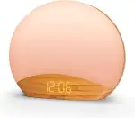 REACHER Holzmaserung Sunrise Licht Wecker Nachtlicht und Sound Maschine, Digital dimmbare Uhr für...