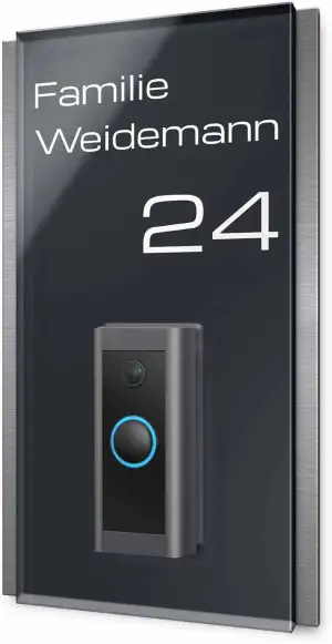 Edles Klingelschild für alle gängigen Funkklingeln - aus Edelstahl und Acrylglas