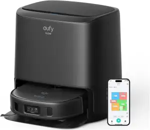 eufy Clean X9 Pro Staubsaugerroboter mit Wischmopp und Reinigungsstation, 5.500 Pa Saugkraft, 2 rotierende Wischmopps, Automatische Wischmopp Reinigung und Trocknung bei 40°, KI Hinderniserkennung