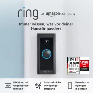 Ring Videotürklingel Kabel (Video Doorbell Wired) | Türklingel mit Kamera, 1080p