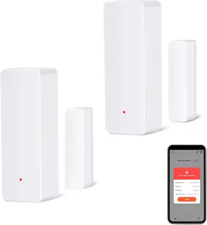 WiFi-Türsensor, Intelligenter Drahtloser Fenstersensor, Kompatibel mit Alexa & Google Assistant, Echtzeit-Benachrichtigungen, Einfache Installation, Kein Hub Erforderlich, 2 Stucke