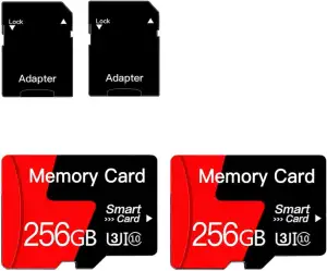 2er-Pack 256GB MicroSD Speicherkarte mit Adapter, Class 10, UHS-I, U3, A1, für S