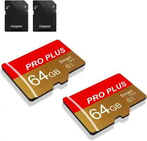 2 Pack Speicherkarte 64GB with Adapter, High Speed Memory Card, UHS-I C10 A1 Mem