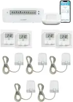 Homematic IP Motorische Fußbodenheizungssteuerung für 4 Räume. Smart Home Set: Access Point, 4 Funk Wandthermostate, 5 Stellantriebe und 1 Fußbodenheizungsaktor. Mit App und Alexa kompatibel.