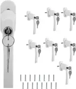 8X Fenstergriff Abschließbare Aluminium Kindersicherung Fensterschloss mit Schloss in Stiftlänge 35mm, Fenster sicherungen einbruch Aluminium, Weiß