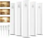 daphomeu 5 Pack wiederaufladbare Unterbauleuchte Küche led, 20cm Dimmbare Warme Schrankbeleuchtung, Nachtlicht mit Bewegungsmelder Innen, Bewegungsmelder Licht für Küche, Treppen und Kleiderschränke
