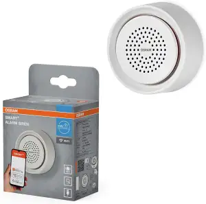 OSRAM SMART+ WiFi Alarmsirene, 90dB, 11 Alarmtöne, LED-Blinklicht, USB-C, App-St