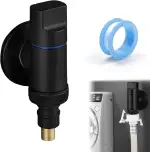 Wasserhahn Waschmaschine, 1/2 und 3/4 Schwarz Eckventil Waschmaschine, Waschmaschinenanschluss, Automatisches Wasserstoppventil, Eckventil, Messing, für Waschmaschine, Schlauchanschluss