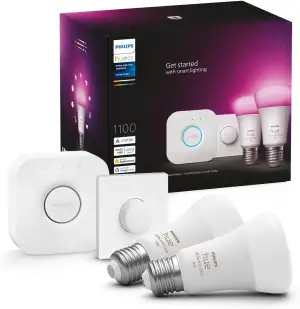 Philips Hue White & Color Ambiance Starter Set mit E27 Lampen 2-er Pack (1100), 
