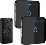 AVANTEK Funkklingel, Türklingel Funk Set, 400m Reichweite IP55 Aussen Wasserdicht Haustür Klingel mit 2 Plug-In-Empfänger, 52 Melodien, 5 Lautstärkestufen, Empfänger einfach in die Steckdose