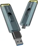 2TB External SSD Up to 2100MB/s Portable External Solid State Drive SSD Retractable Design Fast Flash Drive Dual Type-C and USB 3.2 USB Memory Stick for Android Phone/Tablet/Windows/Laptop