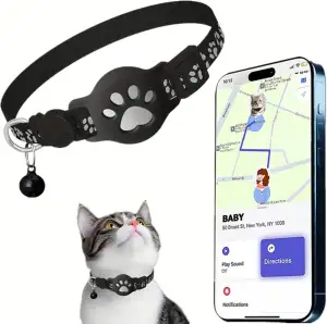 GPS-Halsband für Katzen und Hunde, ohne Abonnement & SIM, kompatibel mit iOS/And