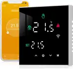 Beok Thermostat Heizung Smart, WiFi Thermostate Fussbodenheizung für Warmwasserbereitung Programmierbarer Raumthermostat Tuya App Kompatibel mit Alexa, Google Home 3A TGW60B-WIFI-WP Schwarz