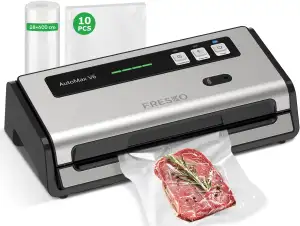 FRESKO Automatische Vakuumiergerät, 140 W Vakuumierer, Verbreiterte Heizstreifen