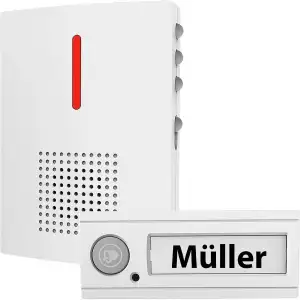 Funkglocke: Funk-Türklingel mit Licht- & Ton-Signal, 100 m Reichweite, IPX4, weiß (Funkglocke für Aussenbereich, drahtlose Türklingel, Klingelverstärker)