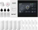 XNY Voller Touchscreen Funk Alarmanlage, Haus Alarmanlage Komplett Set, GSM WLAN Alarmanlage Wohnung mit APP Alarm, 24-Stück-Kit (Fenster Tür Sensoren, Bewegungsmelder, Fernbedienungen, Sirene)