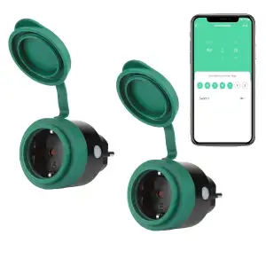 SEC 24 WLAN Steckdose Outdoor mit Zeitschaltuhr Schalter, Smarte Steckdose Fernb
