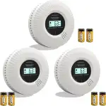 Kohlenmonoxid-Rauchwarnmelder, Kohlenmonoxid-Rauchwarnmelder mit Sprachalarm, 10 Jahre Batterielebensdauer, Zertifiziert nach den Normen EN14604 & EN50291(inkl. Batterie) (Getrennt 3pack)