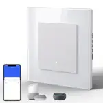 BSEED Lichtschalter Glas Smart WiFi Wechselschalter Compatibel mit Google Home und Alexa Neutrale Leitung Benötigt, 1 Fach 1 Weg,86mm Weiß