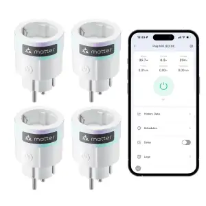 SwitchBot Plug Mini Matter-fähig mit Leistungsüberwachung 4er Pack, WLAN Steckdo
