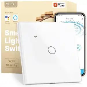 MOES Smart Alexa Wlan Lichtschalter ohne Neutralleiter, Wifi Touch Schalter Unte