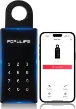 【Aktualisierte Version 2025】Populife Smart Schlüsselsafe，Bluetooth-Elektronischer Schlüsseltresor mit Zahlencode，Drahtlose Schlüsselbox für Zuhause，Büro，Airbnb & Immobilienvermietung，IP66 Wasserdicht