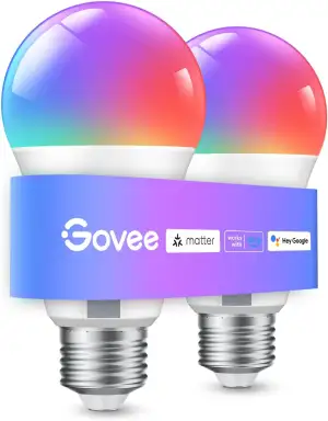 Govee Smart Glühbirne E27, WLAN LED Lampe RGBWW kompatibel mit Matter, Alexa und
