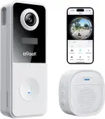 ieGeek Video Türklingel mit Kamera 180° Fisheye, 2K 3MP WLAN-Videotürklingel, AI Bewegungserkennung, IP65 Wasserdicht, Privatsphäre-Einstellungen, Nachtvision, Alexa Kompatibel, 2,4GHz WLAN