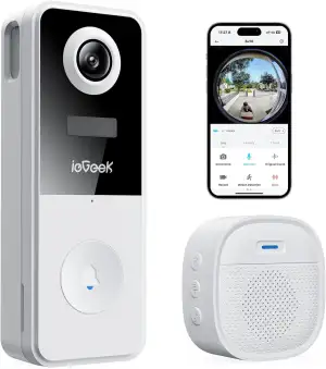 ieGeek Video Türklingel mit Kamera 180° Fisheye, 2K 3MP WLAN-Videotürklingel, AI