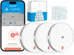 Meross Matter Rauchmelder vernetzt, Smart Feuermelder WLAN mit Dual-Lichtsensor, Brandmelder mit APP Warnmeldung, Kompatibel mit Home Assistant, HomeKit, Alexa, Google, 33 mm, mit MSH450 Hub, 3 Stück