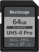 Nextorage SD Karte 64GB UHS-II SDXC, japanische speicherkarte datenspeicher SD Card, Kamera Zubehör für Nikon/Canon/Sony/Fujifilm/Nintendo Switch, F2PRO NX-F2PRO64G
