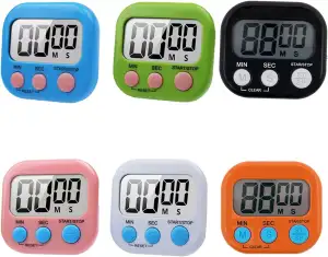 6 Pack Large Screen Digital Kitchen Timer, Big Digits Loud Alarm Magnetic Back Count Up Countdown...