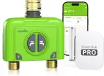 RAINPOINT Bewässerungscomputer WLAN 2 Ausgänge Messing EIN- und Auslass Smart Bewässerungsuhr Garten Auto Bewässerung mit Wetter-/Bodenbasierte, APP/Sprachsteuerung, 2x6 Zeitplänen(Antennen Gateway)