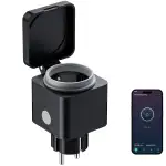 Kamtop WLAN Steckdose Outdoor, Smart Außensteckdose mit Strommessung, Außensteckdose Wasserdicht IP54, Smart Steckdose Stromzähler, funktioniert mit Alexa & Google Home für Balkonkraftwerk, EU Schuko