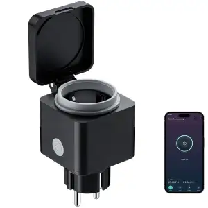Kamtop WLAN Steckdose Outdoor, Smart Außensteckdose mit Strommessung, Außensteck