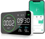 PM2.5 Detektor mit Smart-App, Luftqualität Messgerät mit Alarm und Aufzeichnung, erkennt PM2.5, Temperatur und Luftfeuchtigkeit, Kompatibel mit Smart Home Gateways für Zuhause, Büro, Hotel