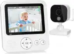 BURNNOVE Babyphone mit Kamera 720P IPS Video Babyphone ohne WLAN 2000mAh Akku 4X Zoom VOX-Modus Nachtsicht Temperaturalarm Gegensprechfunktion 8 Schlaflieder und 5 Wecker