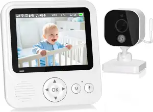 BURNNOVE Babyphone mit Kamera 720P IPS Video Babyphone ohne WLAN 2000mAh Akku 4X