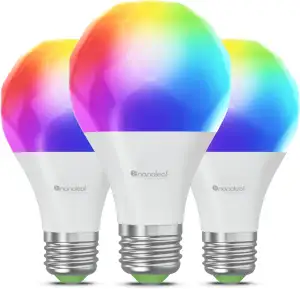 Nanoleaf Matter Essentials Glühbirne, 3 Smarten RGBW E27 LED Lampe - Matter über Thread, Bluetooth 16 Mio. Farben LED Lampe, Bildschirm Sync, Funktioniert mit Google Home Apple, Deko und Gaming