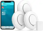 Meross WLAN Rauchmelder Vernetzt funktioniert mit Apple HomeKit, Smart Smoke Detector 3 St. Feuermelder mit Hub, Brandmelder mit Stummschaltung und Selbsttest Funktion Geprüft nach DIN EN 14604