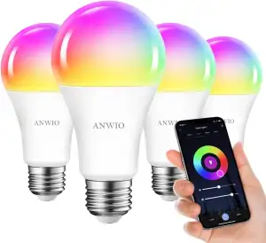 ANWIO Smart Alexa Glühbirnen E27 RGB Bluetooth LED Lampe WLAN Birne 12W ersetzt 