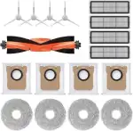 Zubehör für Xiaomi Robot Vacuum X10+,X20+ Saugroboter,1 Hauptbürste 4 Staubbeutel 4 Wischtücher 4 Seitenbürsten 4 Filter