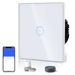 BSEED WLAN Smart Touch Lichtschalter (Neutralleiter Erforderlich), WIfI Schalter aus Glas, Alexa und Google Home Work mit Tuya, 1 Fach 1 Weg Weiß