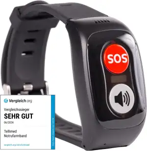 tellimed Carino 4G GPS Notfallarmband Senioren mit GPS Ortung, Telefonfunktion, SIM Slot & ohne ABO - Senioren Notruf Armband & Notrufknopf für Senioren & Erwachsene