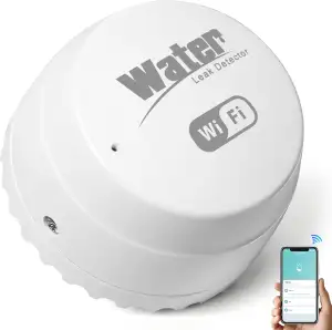 WLAN Wassermelder, Wassermelder Wasseralarm mit Tuya App, Smart Wassersensor 0,3 mm Erkennung, Wasserleck-Detektor für Keller, Badezimmer, Waschküche, Küchen, Garagen, und Dachböden, (nur 2.4GHz)