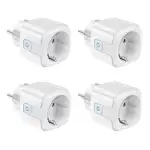 Smart WLAN Steckdose, Alexa Steckdose mit Strommessung 16A, 4er Pack Smart Plugs, 2,4GHz WiFi Steckdosen, Fernsteuerung, Sprachsteuerung, Funktioniert mit Alexa, Google Home