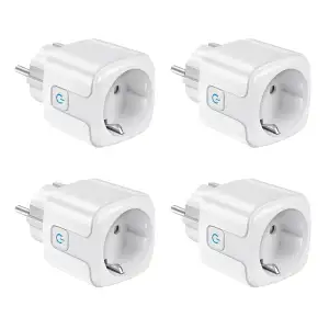 Smart WLAN Steckdose, Alexa Steckdose mit Strommessung 16A, 4er Pack Smart Plugs